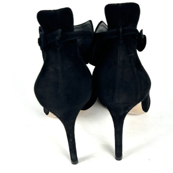 GIANVITO ROSSI Size 8 Black Suede Ankle Strap Stiletto Pigalle Pump EU 38 Womens - Picture 3 of 12
